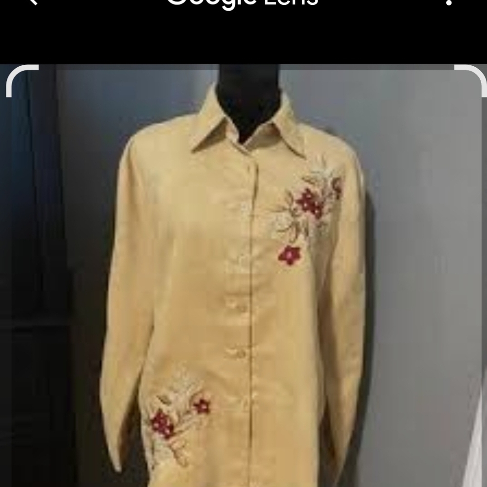 Fashion Classics Beige Shirt with Floral Embroidery